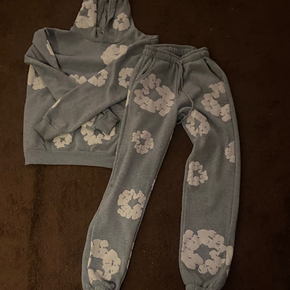 Kids Gray Floral Hoodie and Jogger Set